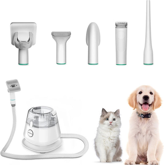 2 In 1 Elektrische Honden & Katten Trimmer & Borstel - Hondentrimmer - Kattentrimmer - Trim Tondeuse - Borstelfunctie - Incl Elektrische Afzuiger - Set Van 5 Verzorgingsmiddelen - 3 Verschillende Standen - Sterke Zuigkracht - <65DB Geluid