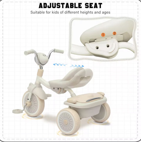 Driewieler - Kinderfiets - Peuterfiets - PU wielen - Schokabsorptie - Opvouwbaar - Verstelbaar zadel - Met licht - blauw