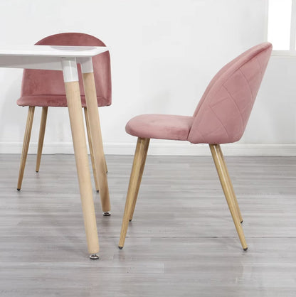 Dining room chair - Set of 4 - Velvet dining room chair - Chair - Dining table chair - 4 pieces - Wooden leg - Pink