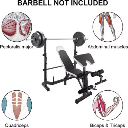 Halterbank - Trainingsbank - Fitness bank - Multifunctioneel - Bench press - Leg curl - Biceps