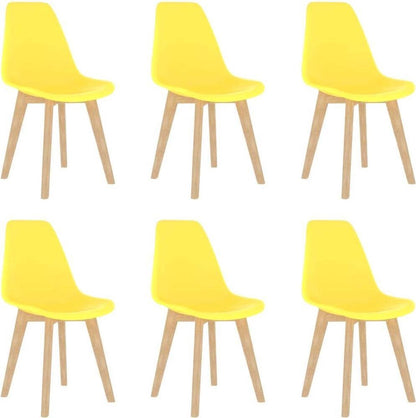 Eetkamerstoelen - 6 stuks - Kunststof - Geel Eetkamerstoelen - Keukenstoelen - Gel Stoelen - Houten Stoelen - Comfortabele Stoelen - Geel