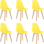 Eetkamerstoelen - 6 stuks - Kunststof - Geel Eetkamerstoelen - Keukenstoelen - Gel Stoelen - Houten Stoelen - Comfortabele Stoelen - Geel