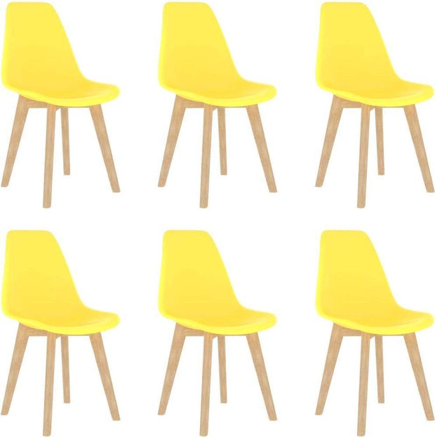 Eetkamerstoelen - 6 stuks - Kunststof - Geel Eetkamerstoelen - Keukenstoelen - Gel Stoelen - Houten Stoelen - Comfortabele Stoelen - Geel