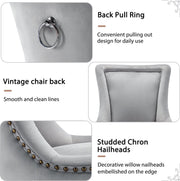 Deluxe Eetkamerstoelen - Grijs (2 stuks) – Gestoffeerde Stoelen met Massief Houten Poten en Fluwelen Bekleding