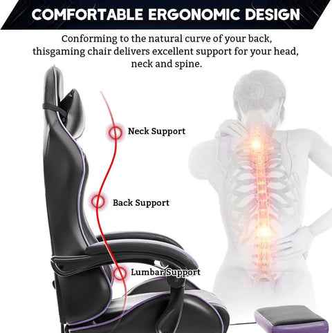 Bureaustoel - Gaming stoel - Ergonomische bureaustoel - Gaming chair - Gaming stoel met voetsteun - Gaming stoel met massage - Hoge Rugleuning - Verstelbare Draaistoel