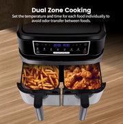 Airfryer - Dubbele Airfryer - Grote airfryer - Hetelucht oven - Heteluchtfriteuse - XL Airfryer - 9L - 2 Laden - Zwart