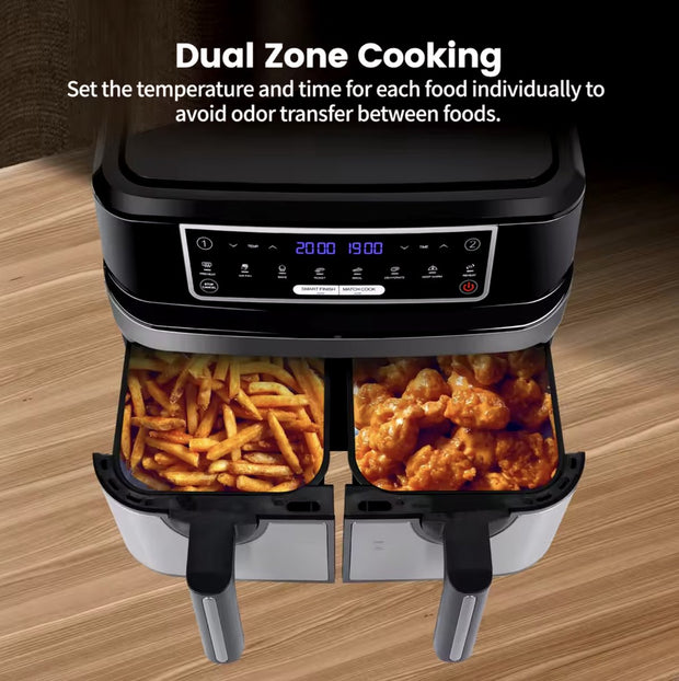 Airfryer - Dubbele Airfryer - Grote airfryer - Hetelucht oven - Heteluchtfriteuse - XL Airfryer - 9L - 2 Laden - Zwart