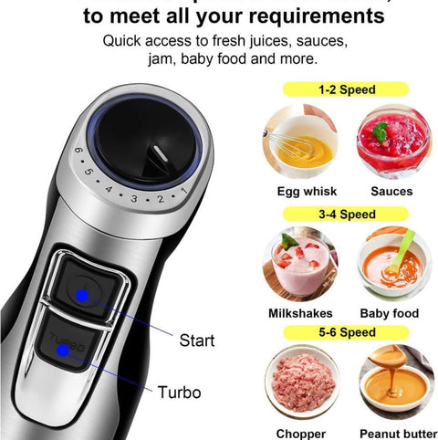 Staafmixers 4 In 1 Set - Handmixer - 600W - Elektrische Onderdompelingsmixer - Inclusief Slijpmachine En Beker - RVS Ijsbladen