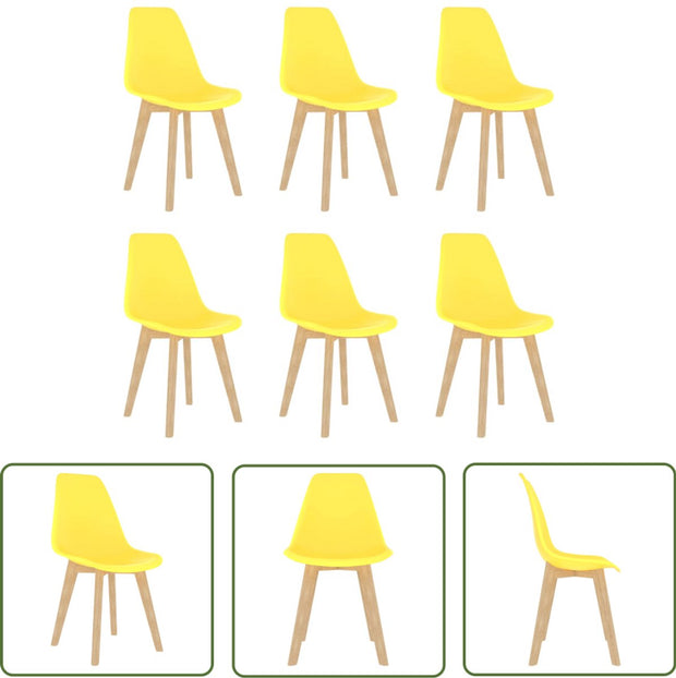 Eetkamerstoelen - 6 stuks - Kunststof - Geel Eetkamerstoelen - Keukenstoelen - Gel Stoelen - Houten Stoelen - Comfortabele Stoelen - Geel