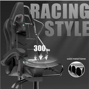 Gaming Chair - Gaming Chair - Ergonomic Pu Leather Computer Chair - Office Chair with Headrest and Lumbar Support - Racing Chair Black