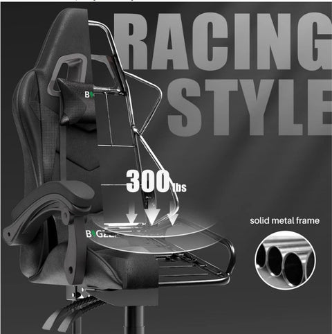 Gaming Chair - Gaming Chair - Ergonomic Pu Leather Computer Chair - Office Chair with Headrest and Lumbar Support - Racing Chair Black