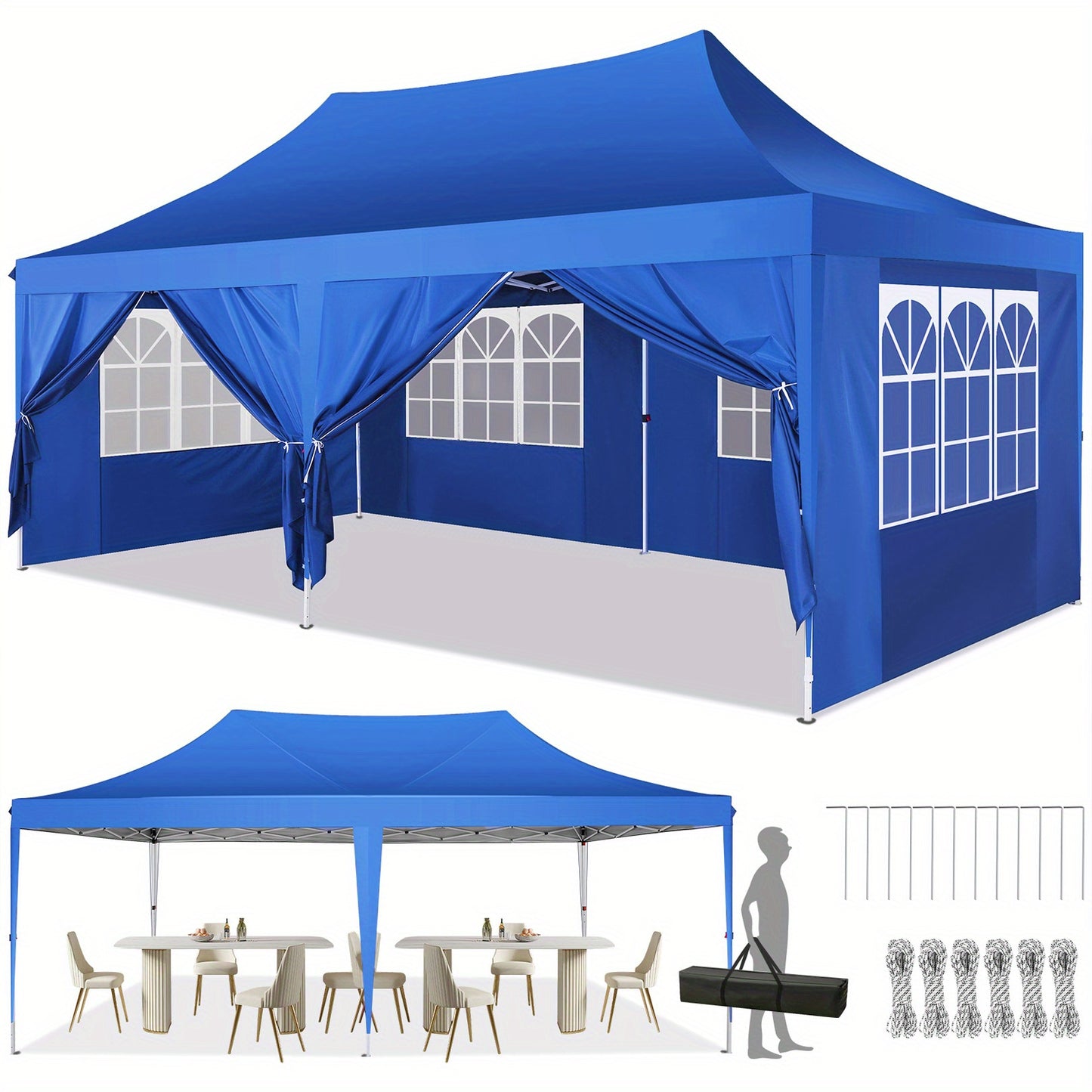 Partytent – Tuinkamer – Overkapping – Feesttent – Pagodetent – 3x6 Meter – Afneembare Zijwanden