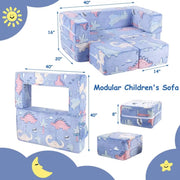 Kinder speelbank - Modulaire Speelbank - Kinderzetel - Wasbaar - Schuimkussen - Hutten bouwen - Fleece - Dino thema