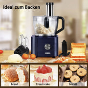 Keukenmachine - Alles in 1 keukenmachine - Multifunctionele keukenmachine - Vleesmolen - Garde - Kneder - Shredder - Sinaasappelpers - Hakselaar - Blender - 1100W - Blauw