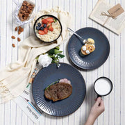 Dinnerware set Blue - Ceramic - 8 large plates - 8 small plates - 8 bowls - 8 cups - 32 pieces - Relief - Blue