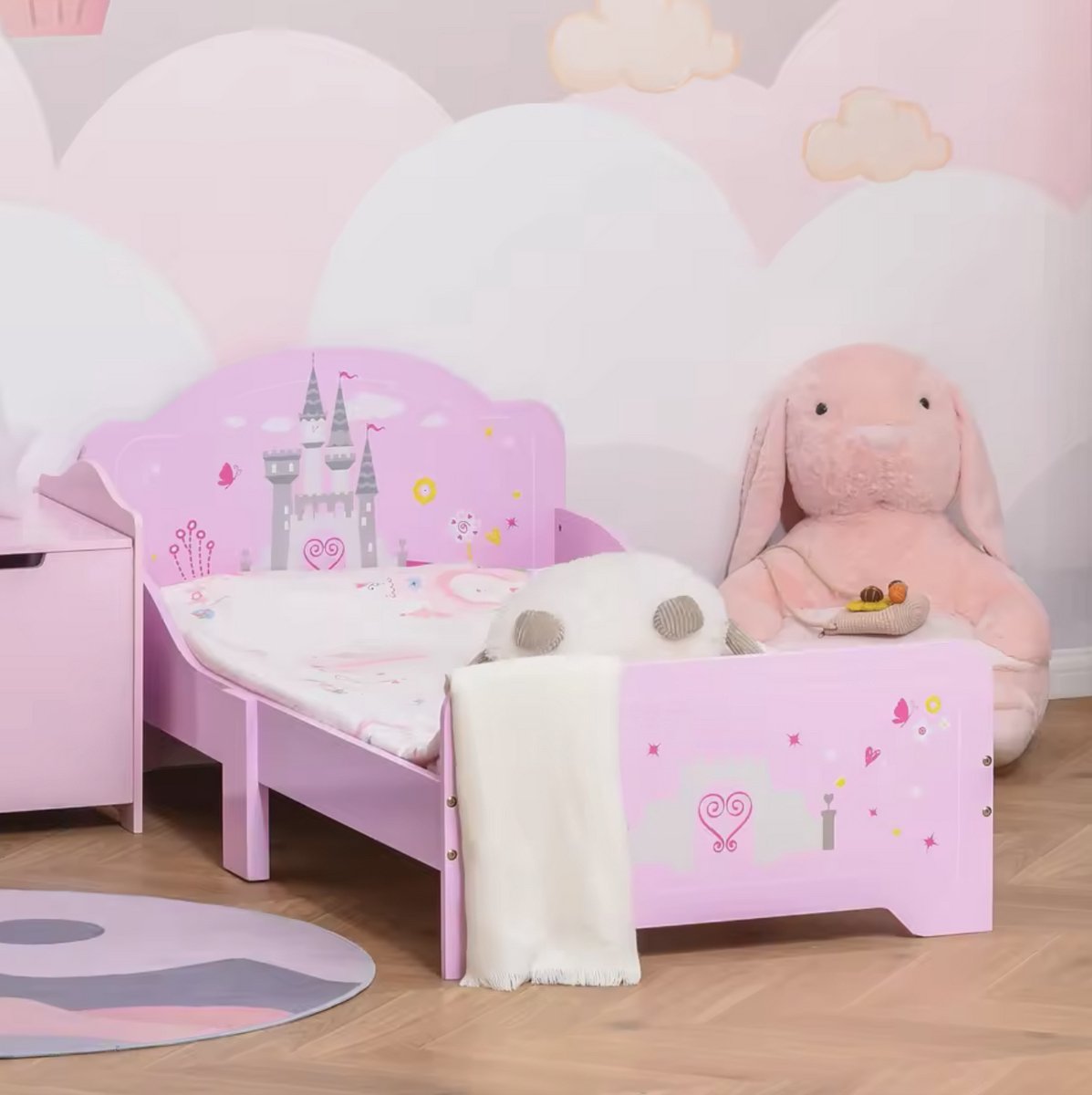 Children's bed - Princess bed - Bed - Castle - Pink - 140x70cm