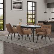 Eetkamerstoel - Set van 2 stoelen - Eetkamer stoel - Eettafel stoel - Fauteuil - PU leer - Zwarte Poot - Bruin