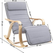 Schommelstoel - Stoel - Relaxfauteuil verstelbaar - Relaxstoel - Ligstoel - 67 x 125 x 91 cm - Blauw