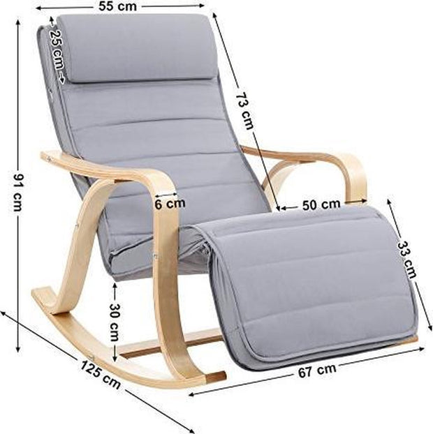 Schommelstoel - Stoel - Relaxfauteuil verstelbaar - Relaxstoel - Ligstoel - 67 x 125 x 91 cm - Blauw