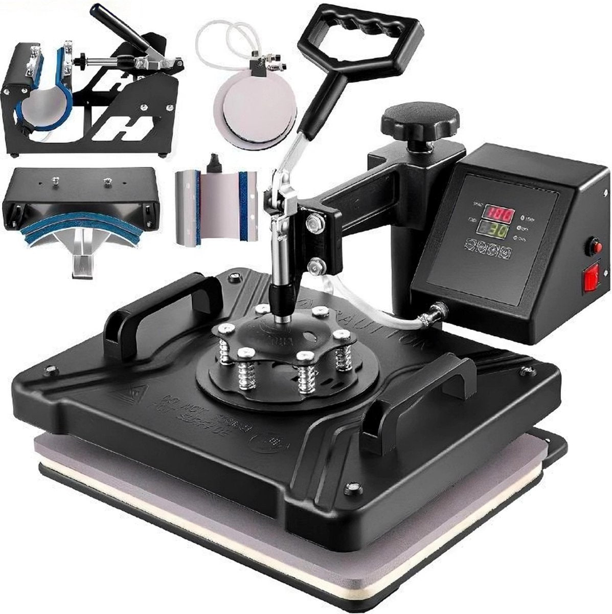 Transferpers - Drukmachine - Hittepers - Drukpers - Heat Press Machine - Sublimatie Printer - 38 x 30 CM - Zwart - Multifunctioneel Sublimatie voor Mok/Latte Mok/Hoed/Bord/Fles