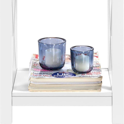Nachtkastjes set - 1 lade - open opbergvak - X-vormige steunpoten - moderne houten bijzettafel - slaapkamer/woonkamer - 40 × 30 × 55 cm