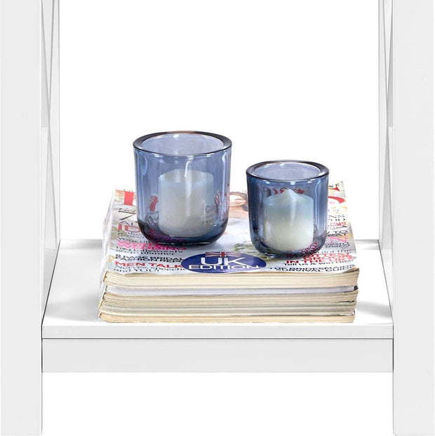 Nachtkastjes set - 1 lade - open opbergvak - X-vormige steunpoten - moderne houten bijzettafel - slaapkamer/woonkamer - 40 × 30 × 55 cm