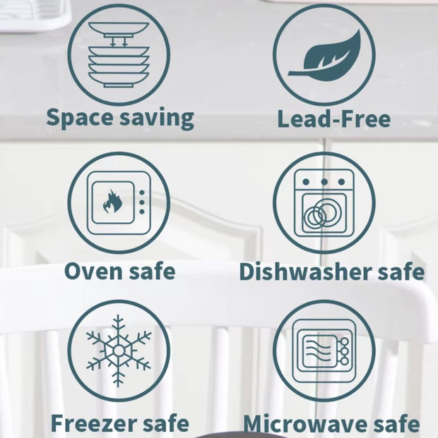 Dinnerware set Blue - Ceramic - 12 large plates - 12 small plates - 12 bowls - 12 cups - 48 pieces - Relief - Blue