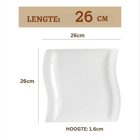 Dinnerware set - 6 persons - Porcelain - 6 pieces - Plate set 6 persons - Plate set 6 pieces - White