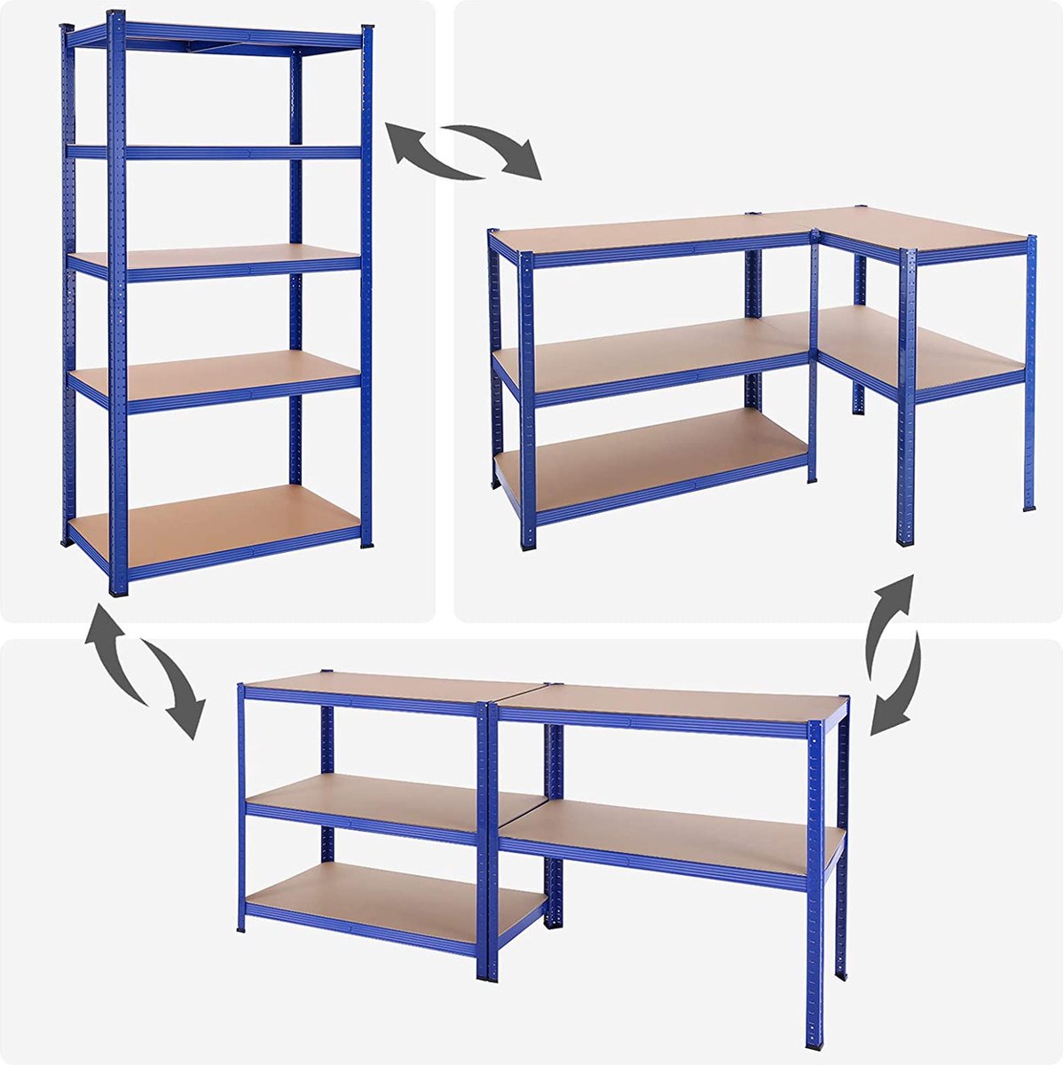 Zware Metalen Magazijnstelling - 200x100x50 cm - Draagvermogen 875KG - 5-Laags Verstelbare Opslagrek - Blauw