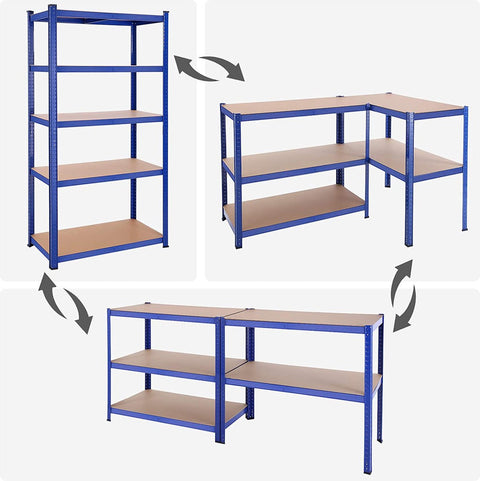 Zware Metalen Magazijnstelling - 200x100x50 cm - Draagvermogen 875KG - 5-Laags Verstelbare Opslagrek - Blauw