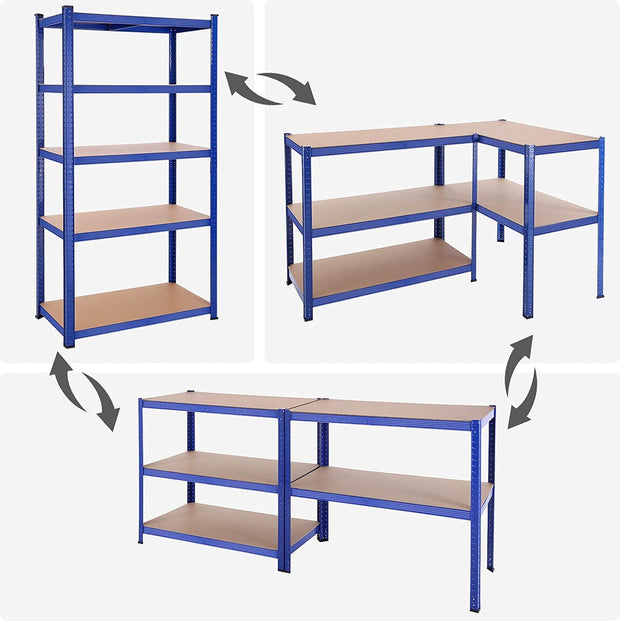 Zware Metalen Magazijnstelling - 200x100x50 cm - Draagvermogen 875KG - 5-Laags Verstelbare Opslagrek - Blauw