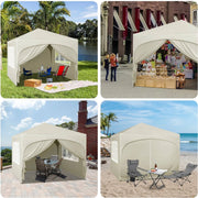 Partytent - Partytent met zijwanden - Opvouwbaar - Paviljoen - Waterdicht - 3x3 m - Beige