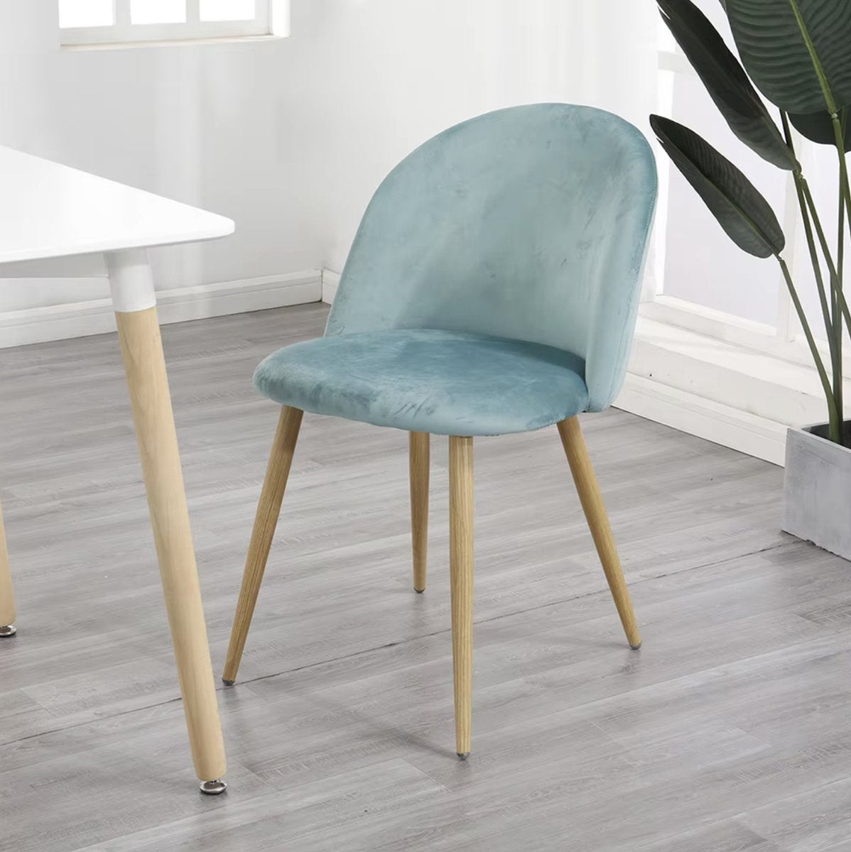 Eetkamerstoel - Set van 4 - Fluweel eetkamerstoel - Stoel - Eettafel stoel - 4 stuks - Houten poot - Groen
