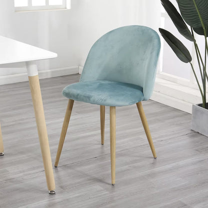 Eetkamerstoel - Set van 4 - Fluweel eetkamerstoel - Stoel - Eettafel stoel - 4 stuks - Houten poot - Groen