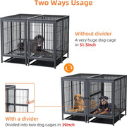 Zware Duo Hondenbench - Robuust en Ruim - Verdeler / Scheider Uitneembaar - Dubbele Deur - Tot 150kg - 100x100x130 cm