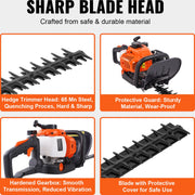 Heggenschaar Op Benzine - 108 x 23 x 24 cm - 26CC - 2-Takt - Met 8500 Tpm Biedt - Kan 180° Worden Gedraaid - Met Beschermende Handschoenen En Gehoorbescherming - Voor Van Tuinen - Boomgaarden - Landschapsgebieden - Theetuinen