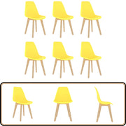 Eetkamerstoelen - 6 stuks - Kunststof - Geel Eetkamerstoelen - Keukenstoelen - Gel Stoelen - Houten Stoelen - Comfortabele Stoelen - Geel