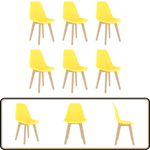 Eetkamerstoelen - 6 stuks - Kunststof - Geel Eetkamerstoelen - Keukenstoelen - Gel Stoelen - Houten Stoelen - Comfortabele Stoelen - Geel