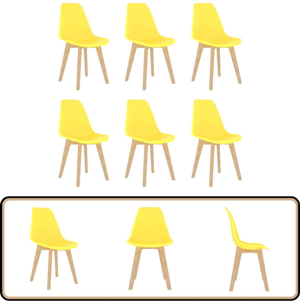 Eetkamerstoelen - 6 stuks - Kunststof - Geel Eetkamerstoelen - Keukenstoelen - Gel Stoelen - Houten Stoelen - Comfortabele Stoelen - Geel