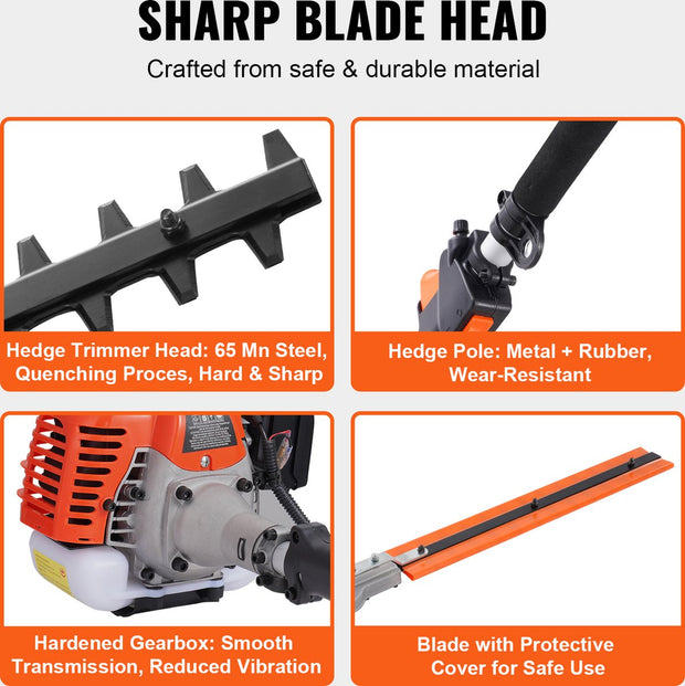 Heggenschaar Op Benzine - 26CC - 2-Takt - Met 8500 Tpm Biedt - Kan 270° Worden Gedraaid - Met Beschermende Handschoenen En Gehoorbescherming - Voor Van Tuinen - Boomgaarden - Landschapsgebieden - Theetuinen
