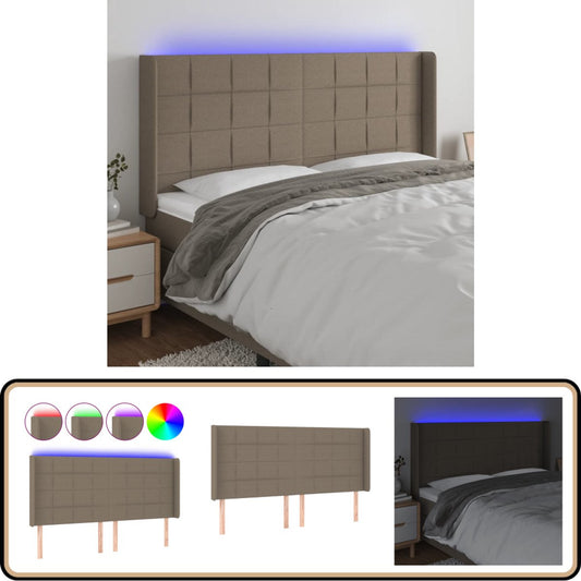 183x16x118/128 cm - Taupe Hoofdboard - Led Hoofdbord - Hoofdkussen - Beddecoratie - Slaapkamers