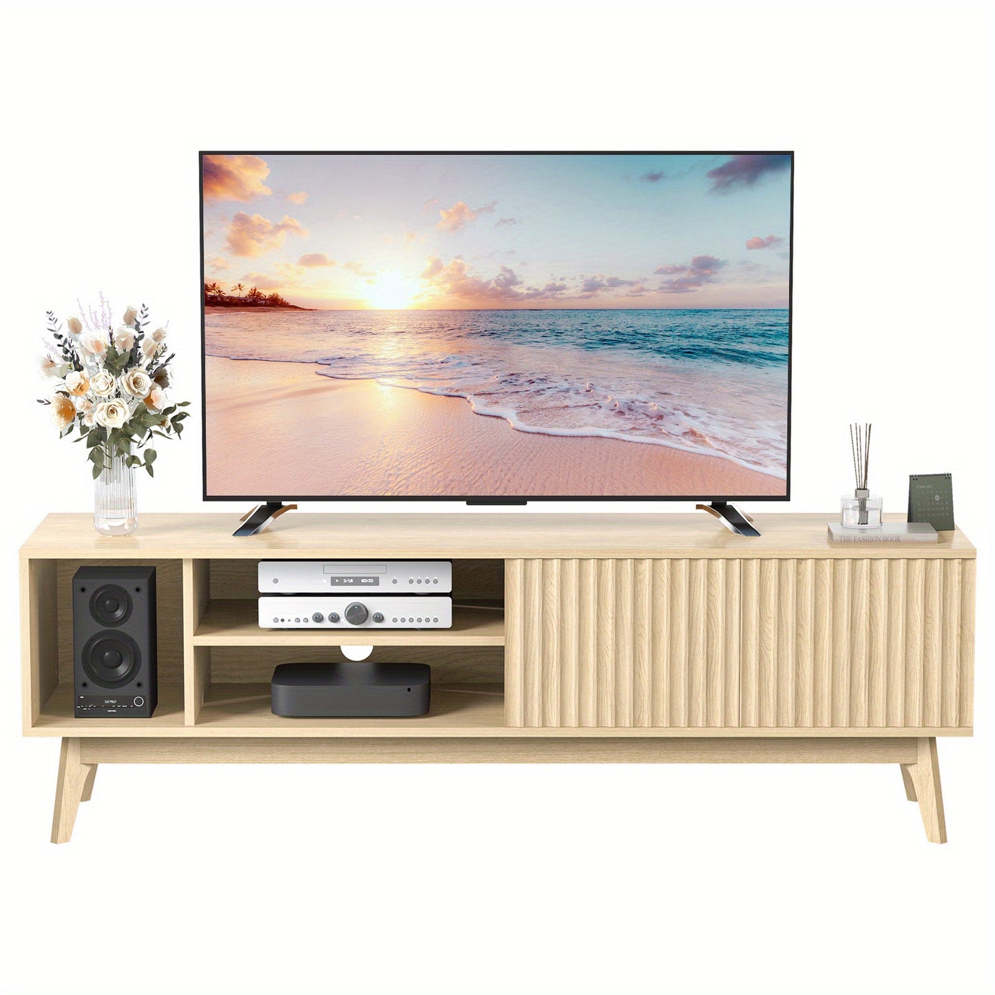 Tv Meubel – Tv Kast – Tv Dressoir – Media Meubel – Entertainment Center – Industrieel Design – Eikenhout – Geschikt Voor Televisies Tot 152,4 Cm