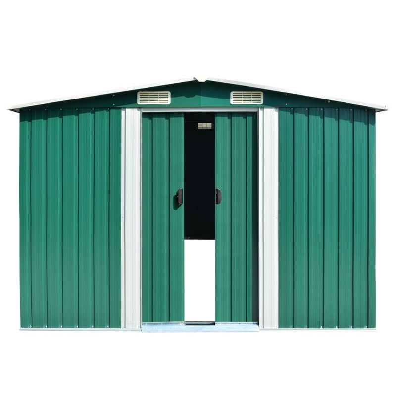 Large 257x580x181cm Heavy-Duty Steel Frame Green Outdoor Storage Shed with Removable Roof & Walls - Portable Garden Shed with Ventilation System, Spacious Interior for Lawn Equipment, Tools, Bikes - Durable Metal Construction