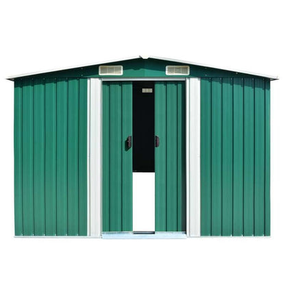 Large 257x580x181cm Heavy-Duty Steel Frame Green Outdoor Storage Shed with Removable Roof & Walls - Portable Garden Shed with Ventilation System, Spacious Interior for Lawn Equipment, Tools, Bikes - Durable Metal Construction