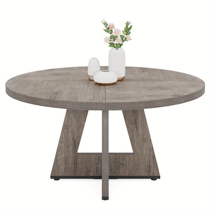 Eetkamertafel – Eettafel – Keukentafel – Ronde Tafel – Tafel – 120 cm Rond – Massief Houten Tafelblad – Grijs