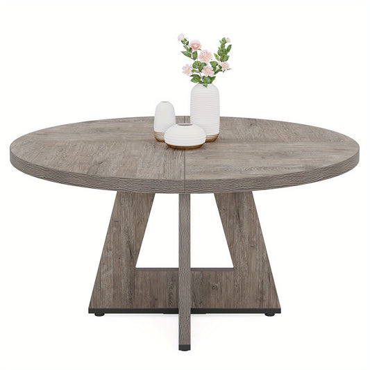 Eetkamertafel – Eettafel – Keukentafel – Ronde Tafel – Tafel – 120 cm Rond – Massief Houten Tafelblad – Grijs