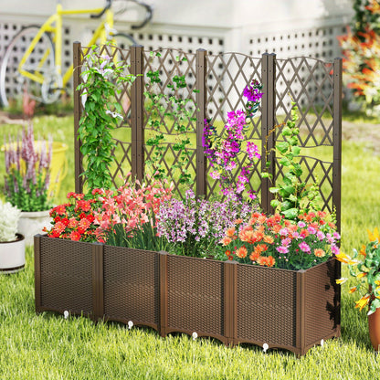 Hoogte Moestuinbak – Verhoogde Plantenbak – Kweekbak – Moestuinbak – Kweekbak Met Rek – Zelfwaterend Systeem – Diepe 36 Cm Planterbak – Koffie Kleur