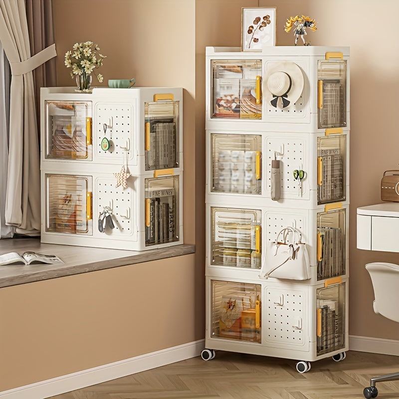Opbergbox – Opbergdoos – Organizer – Opbergcontainer – Opbergkrat – 3-laags – Met Wielen – Afsluitbare Deksel – Transparant – Stevig Kunststof