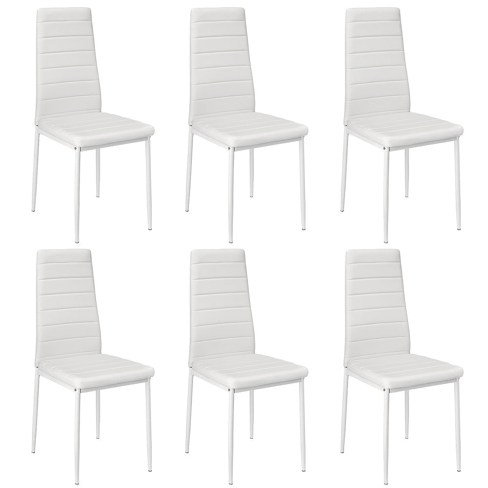 Eetkamerstoelen Set – Stoelen – Dining Chairs – Vergaderstoelen – Keukenstoelen – 6 Stuks – Kunstleren Bekleding – Ergonomische Zitting 45 cm – Krasbestendig – Metalen Frame