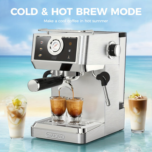CAFELFFE MK-902 Semi-automatic Italian Espresso, Automatic Pressure Relief, Stainless Steel Body, Commercial Configuration for Home Use, 58mm, 20bar Hot and Cold Extraction, PID Temperature Control, Suitable for Home and Offi